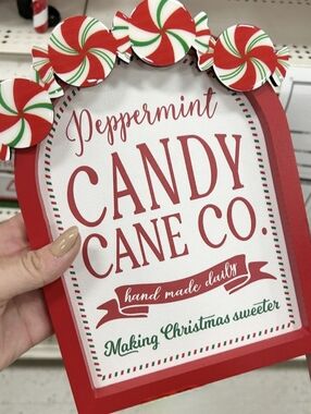 Michaels Red, White & Green Peppermint Candy Cane Co. Holiday Sign